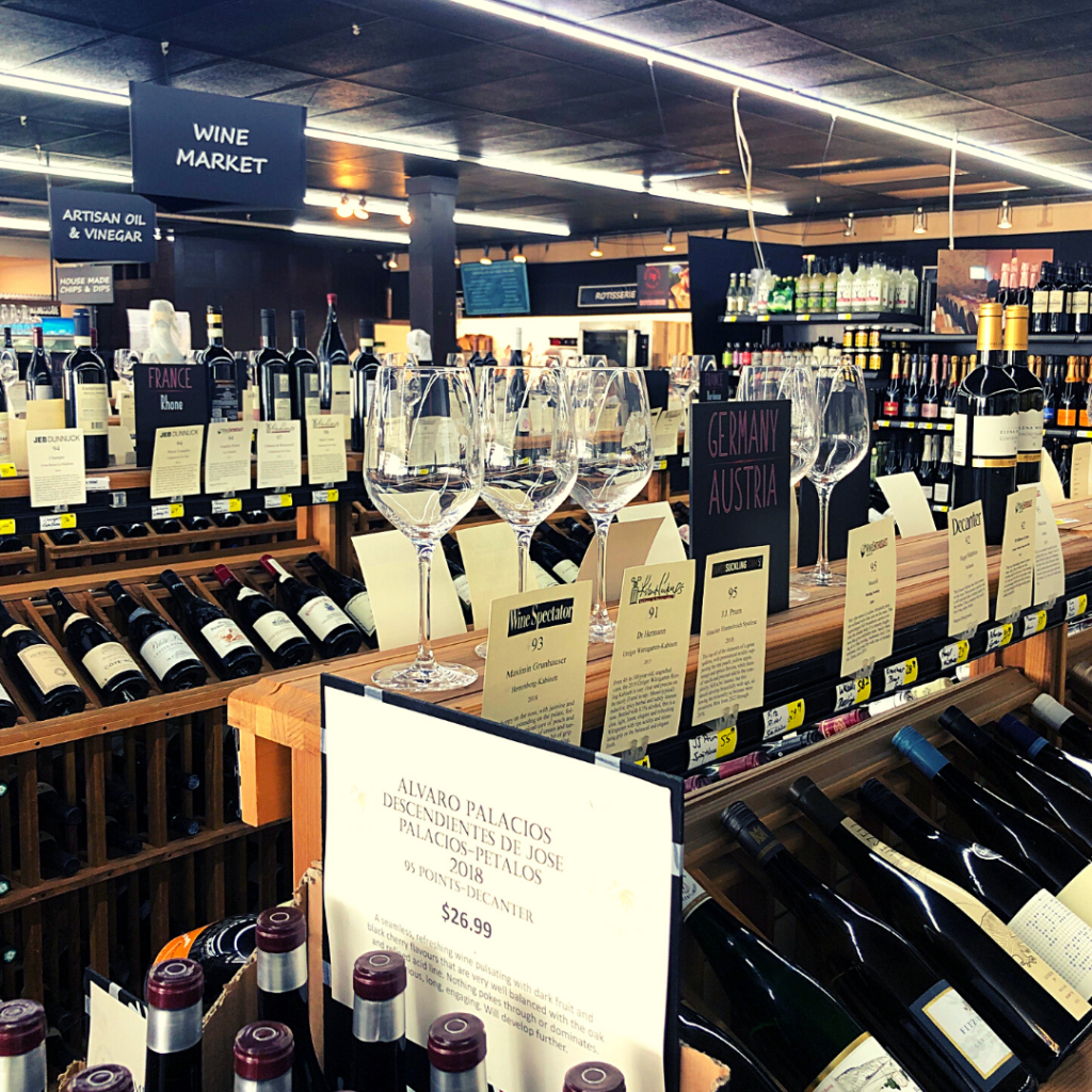 old world wines inside a wine market