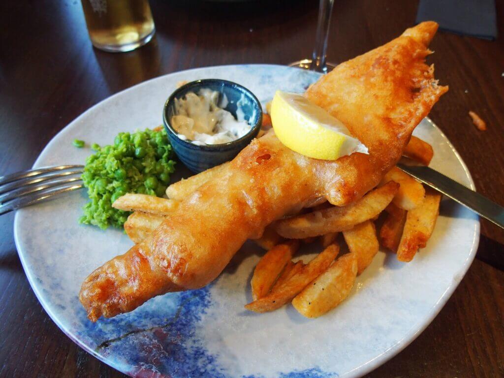 fish and chips with mushy peas