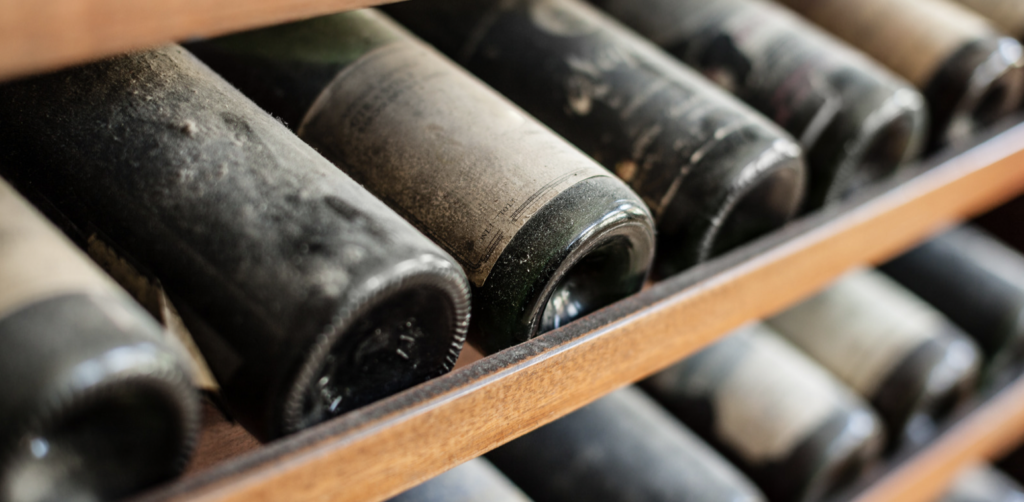 bottles of wine in long term storage