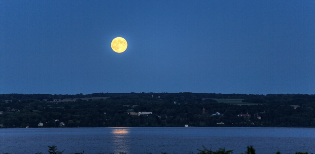 Full moon over Cayuga Lake